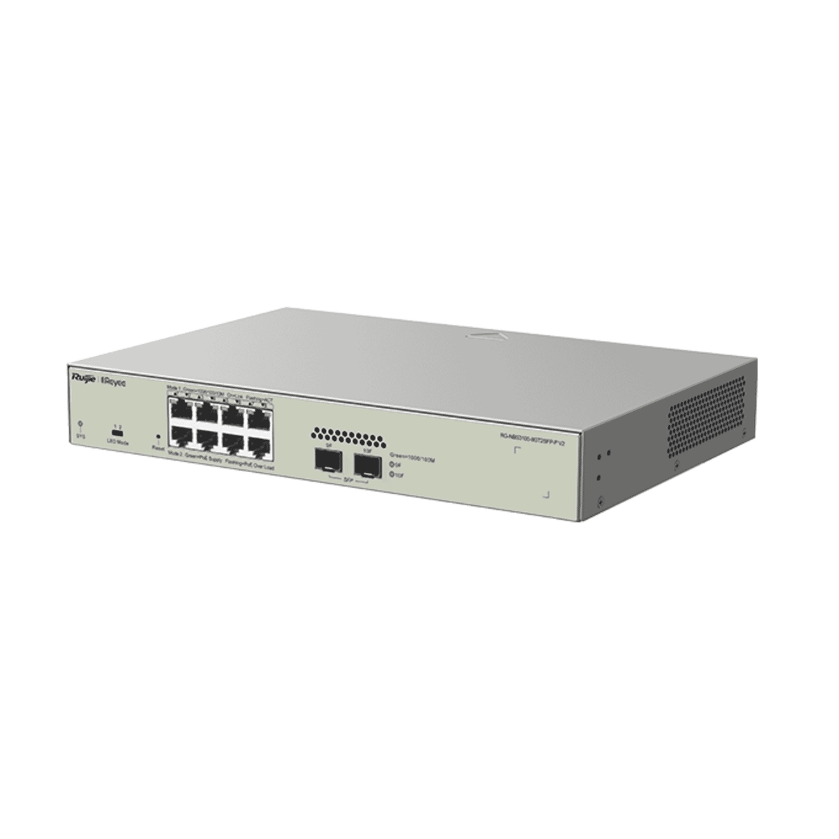 Ruijie RG-NBS3100-8GT2SFP-P-V2 8-Port L2 PoE+ Switch – 2×SFP, 125W PoE Budget, Fanless Design