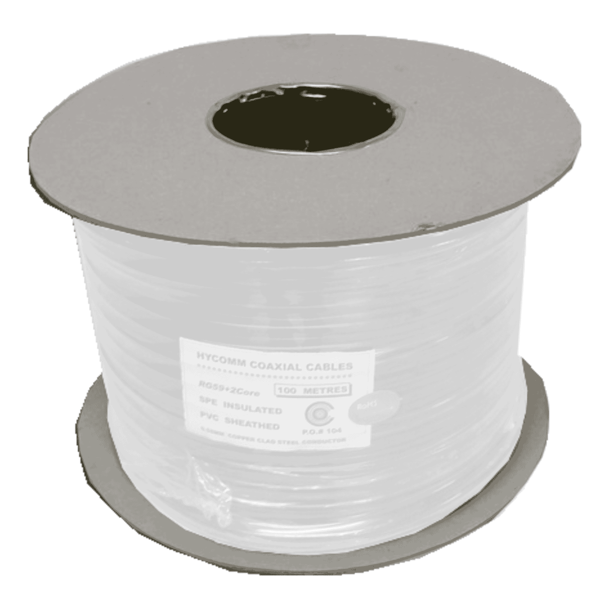 SFX SFX/59+2C-0.5-PVC-WHT-100 RG59 Coaxial Cable + 2 Power Cores 0.5mm CCA PVC - White 100m