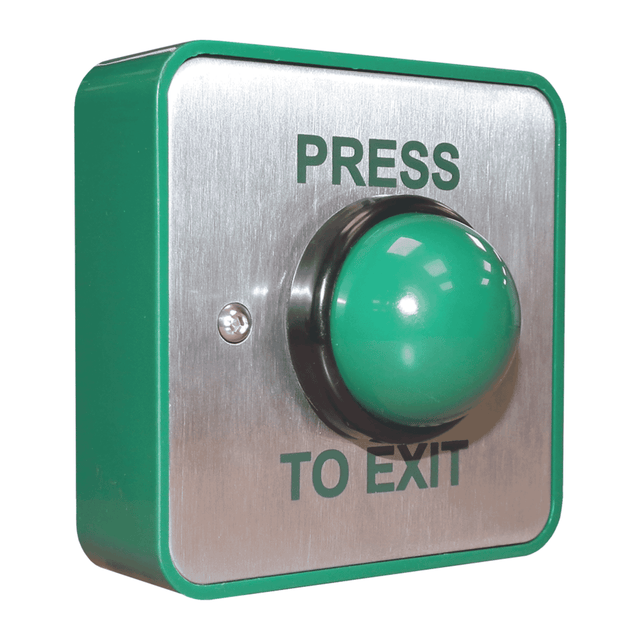 RGL EBGBWC02/PTE Green Stainless Steel Push to Exit Mushroom Button