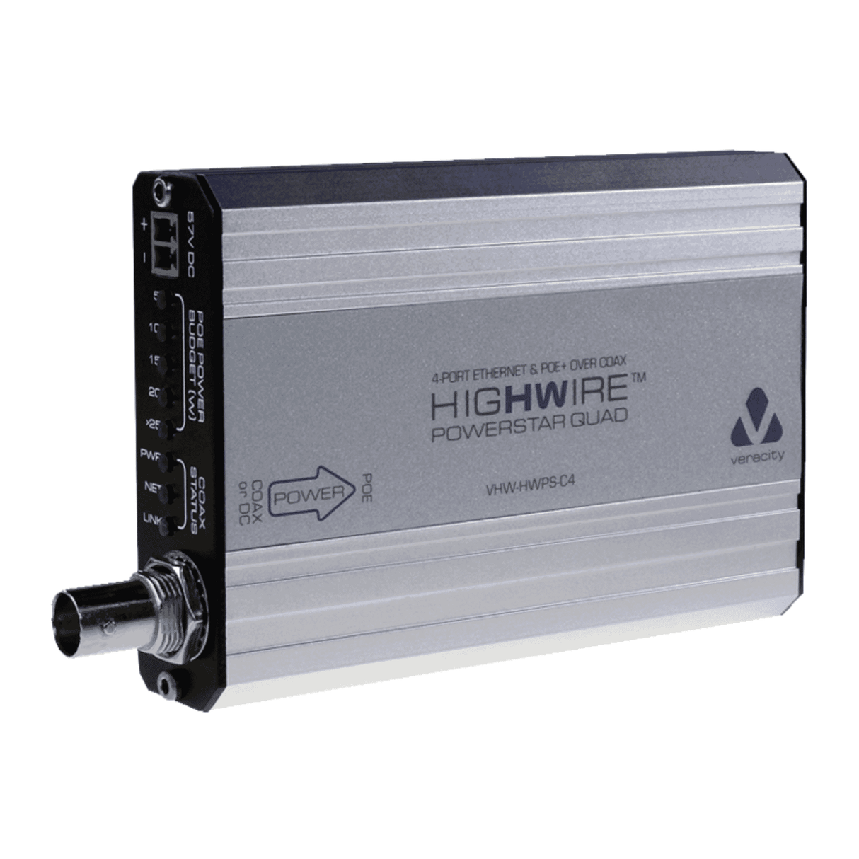Veracity VHW-HWPS-C4 HighWire Powerstar Compact Unit, Quad PoE Output