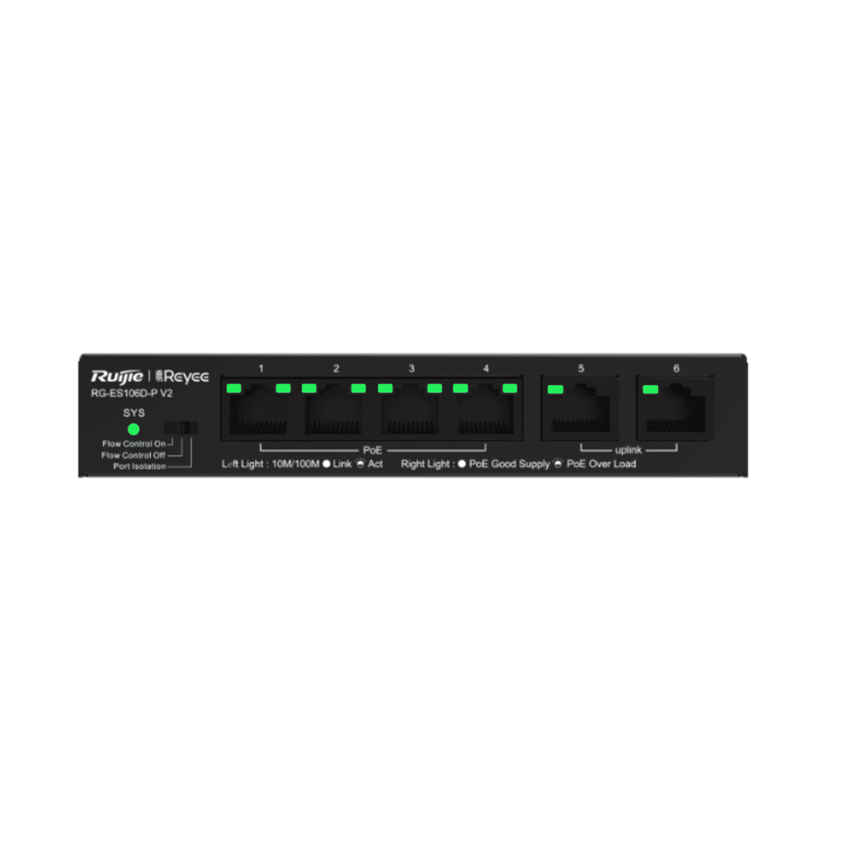 Ruijie RG-ES106D-P V2 6 PORT 100MBPS DESKTOP UNMANAGED SWITCH