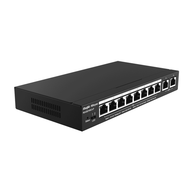 Ruijie RG-ES210GC-LP 8-Port Gigabit Smart Cloud Managed PoE Switch with 2 Uplink Ports
