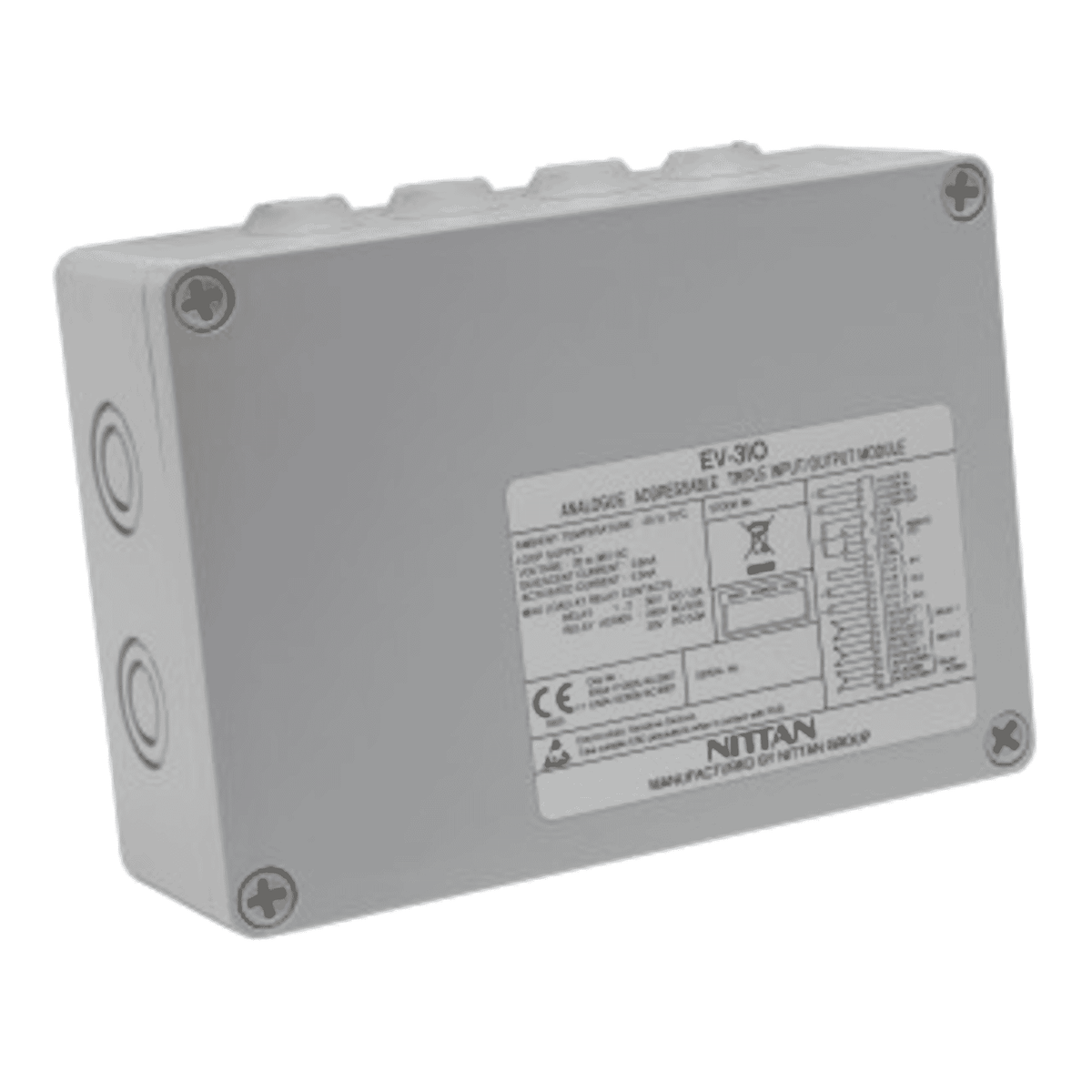 Nittan EV-3IO Triple Input/Output Module with Isolator – 3 Inputs, 3 Relays, Loop Powered
