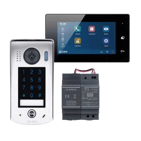 2EASY CDV-4796KP-DXB 2-Wire 1-Way Video Entry Kit, WiFi Black Monitor and Keypad Door Station