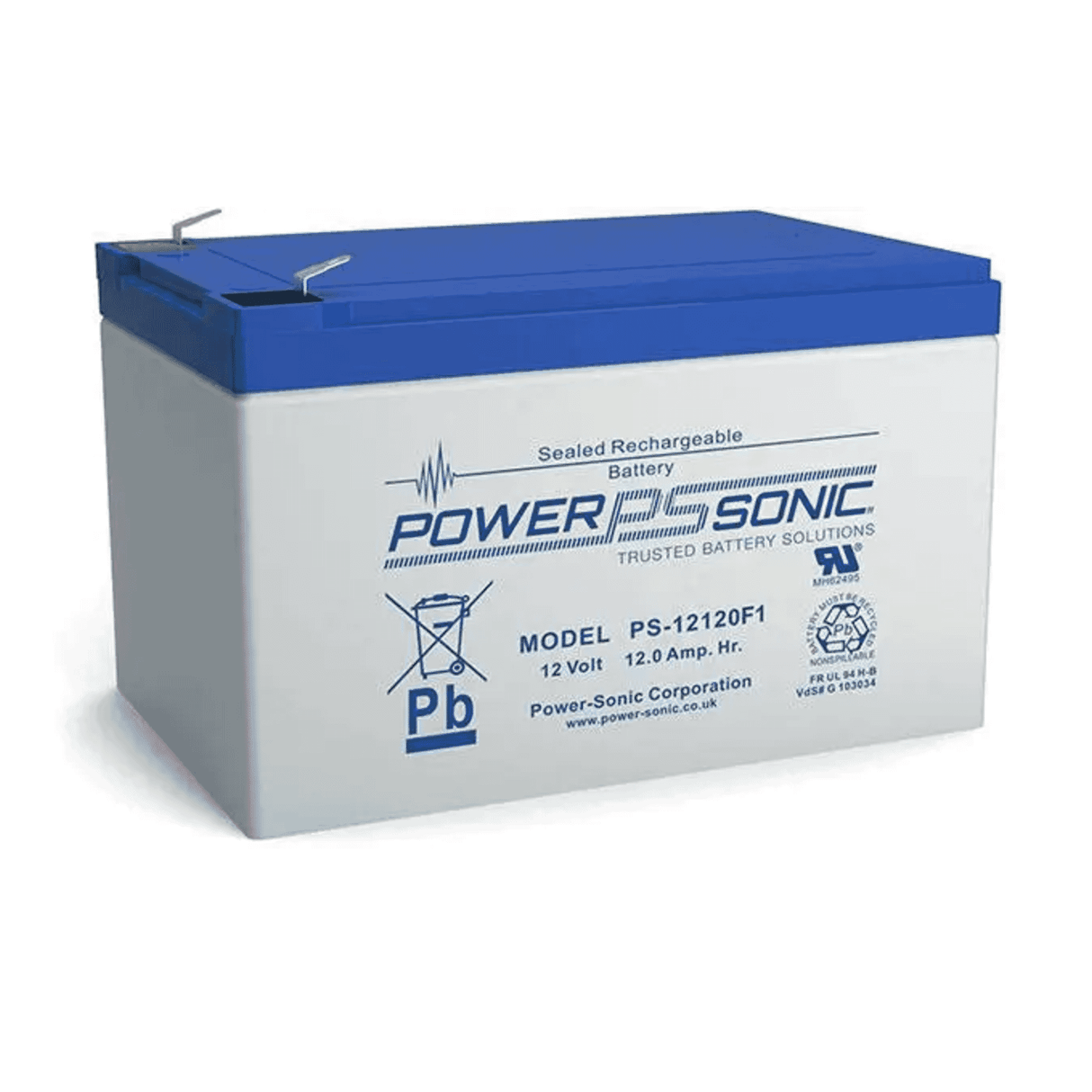 Power Sonic PS-12120VDS F1 12V 12Ah VdS Approved, Sealed Lead Acid Battery, General Purpose