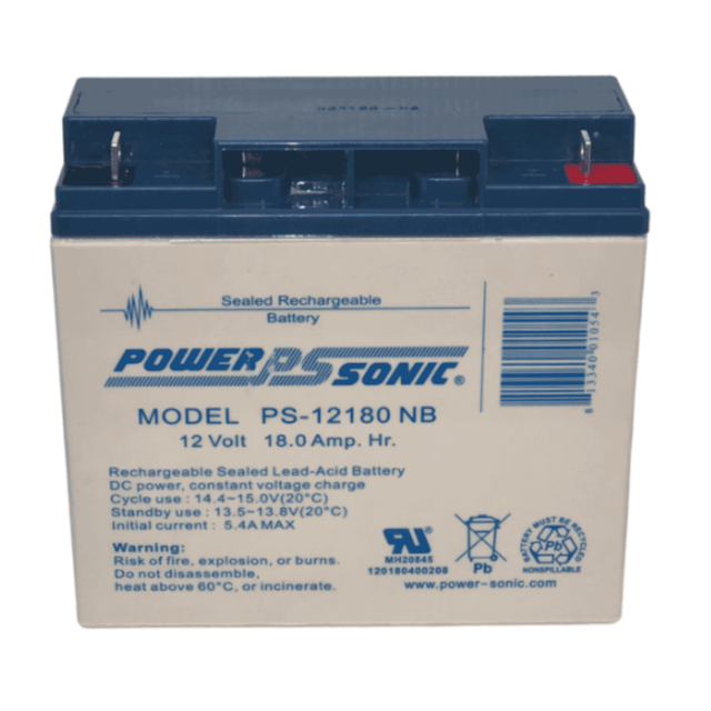 Power Sonic PS-12180 M5 FR 12V 18Ah Sealed Lead Acid Battery, Flame Retardant, General Purpose