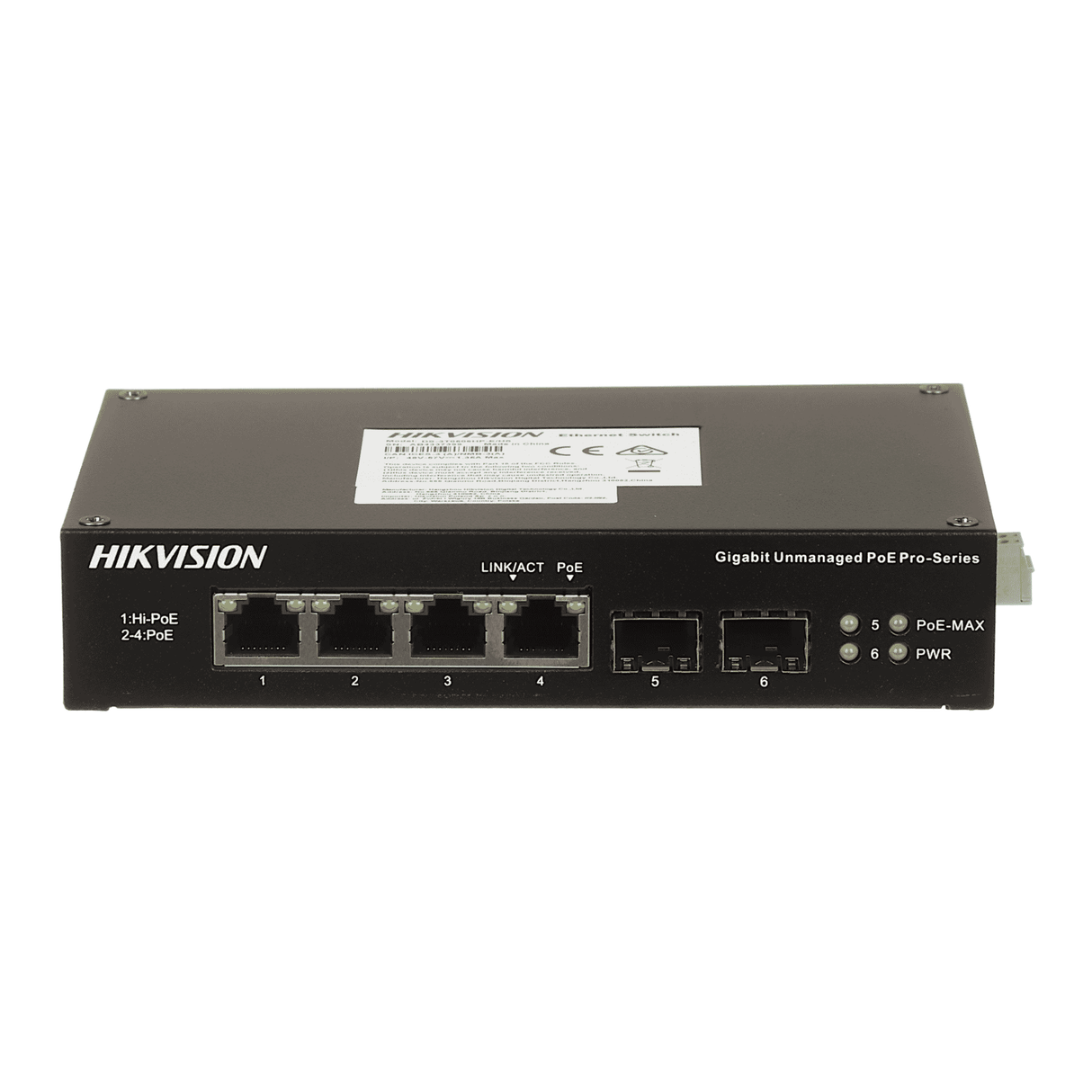 Hikvision DS-3T0506HP-E/HS 4-Port Smart Managed PoE Switch with 2 Uplink Ports