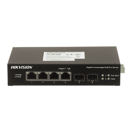 Hikvision DS-3T0506HP-E/HS 4-Port Smart Managed PoE Switch with 2 Uplink Ports