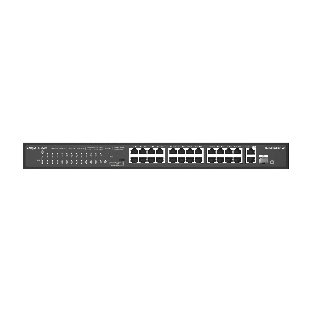 Ruijie RG-ES126S-LP V2, 24-Port 10/100 Mbps with 2-Port Gigabit Uplink