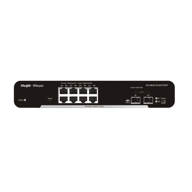 Ruijie RG-NBS3100-8GT2SFP 8-Port Gigabit L2 Cloud-Managed Switch - 2 SFP Uplinks, Desktop Steel Case