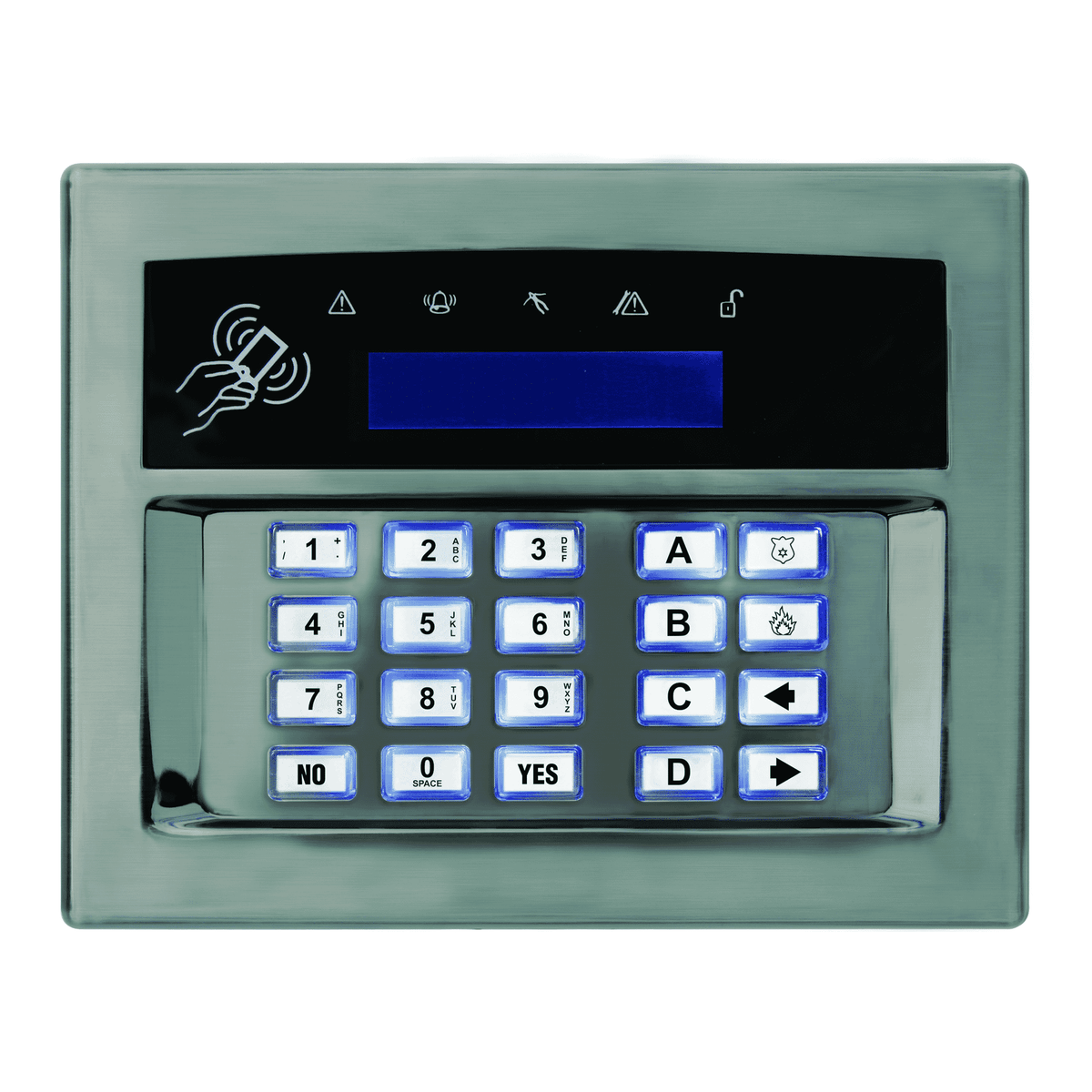 Pyronix EURO-LCDPZ/SCHROME LCD Wired Keypad in Satin Chrome
