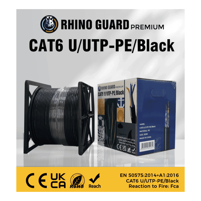 Rhino Guard CAT6 UTP PE Cable, Black