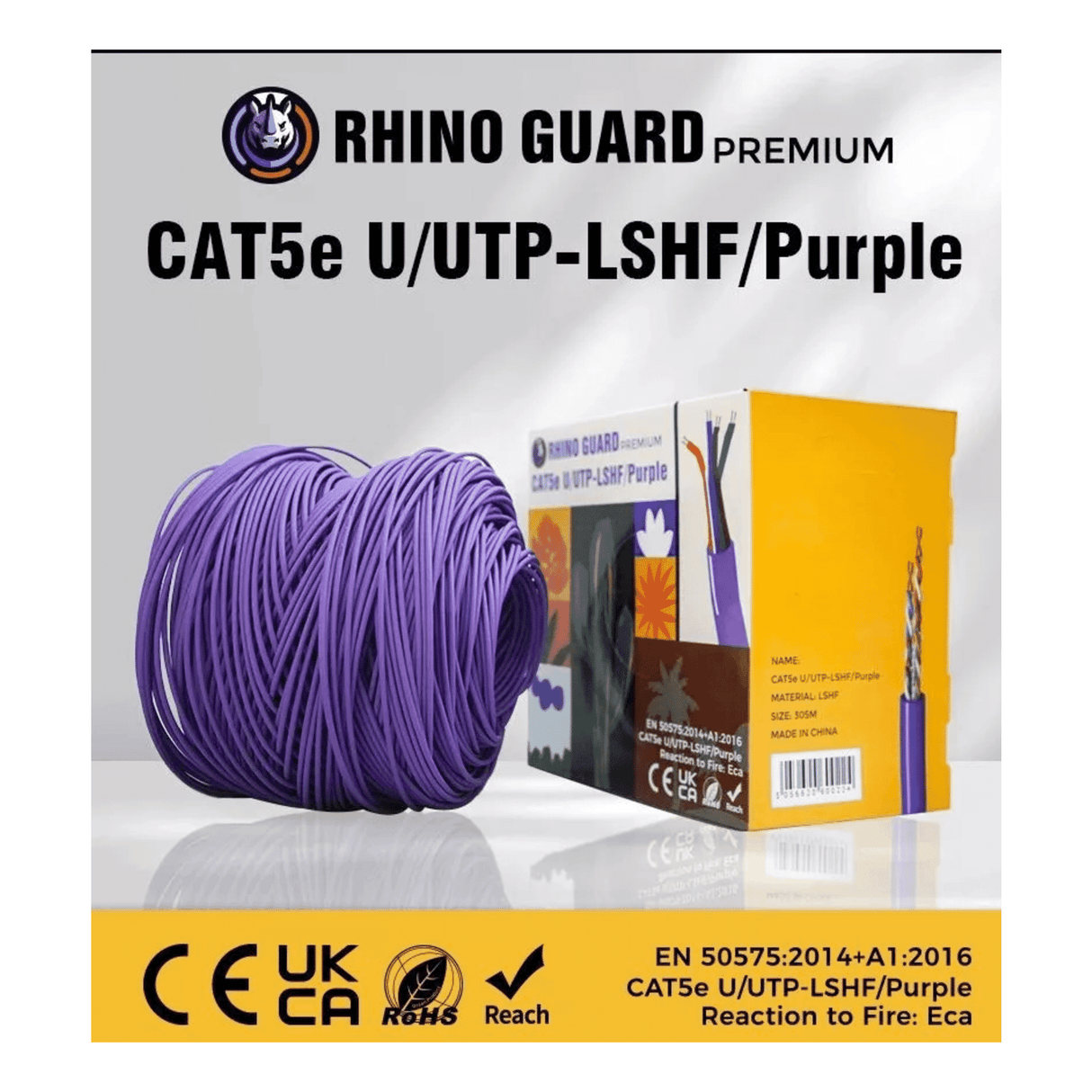 Rhino Guard CAT6 U/UTP-LSHF/Purple LSZH Purple Cable